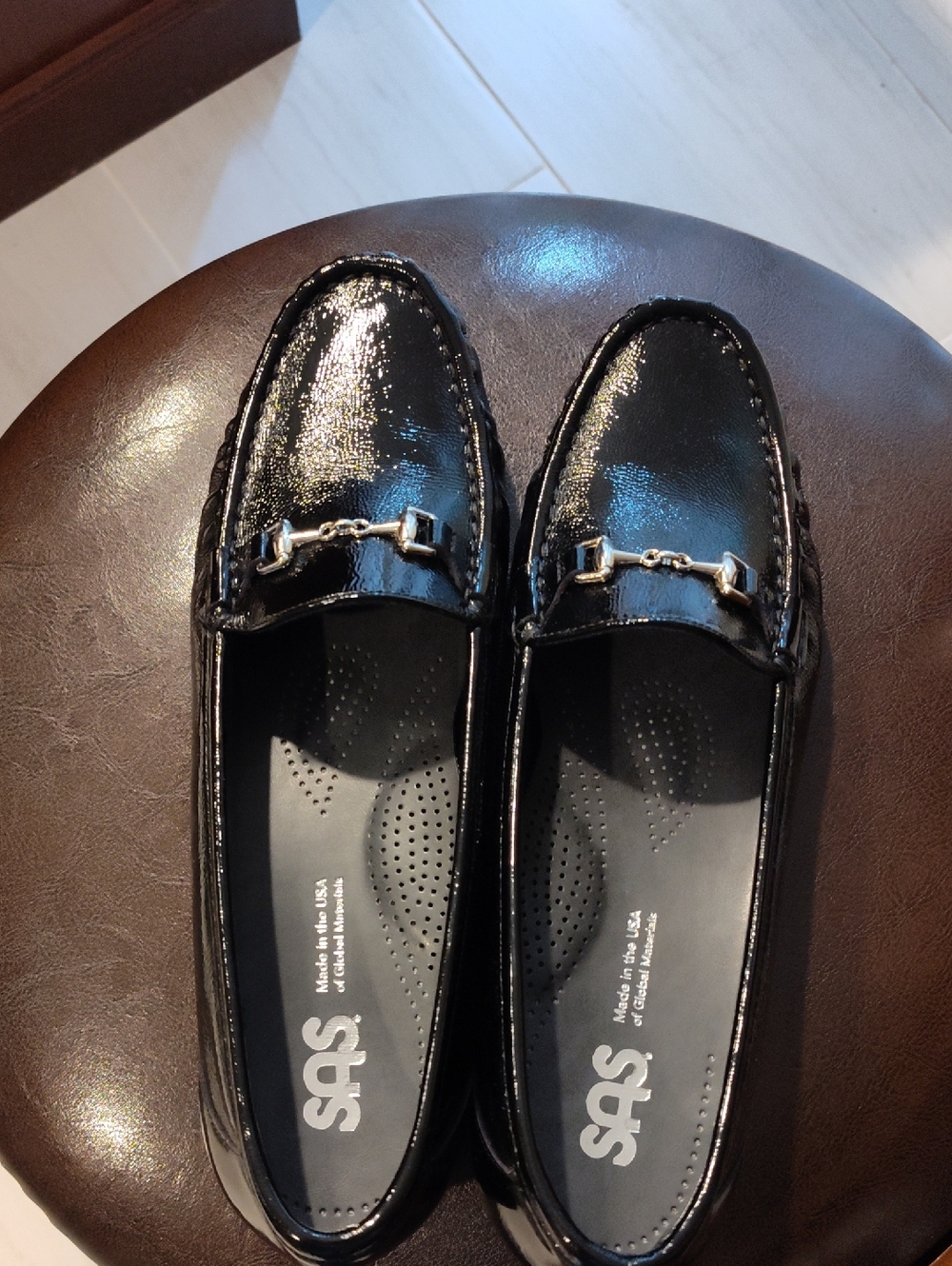 SAS NEW  size 10.5 Medium.Black Patent Leather Women’s Slip-On Loafers